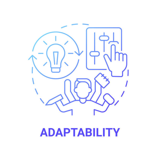 Adaptability blue gradient concept icon Adaptability blue gradient concept icon. Social entrepreneur characteristic abstract idea thin line illustration. Flexibility and ability to transform. Vector isolated outline color drawing flexible adaptable stock illustrations