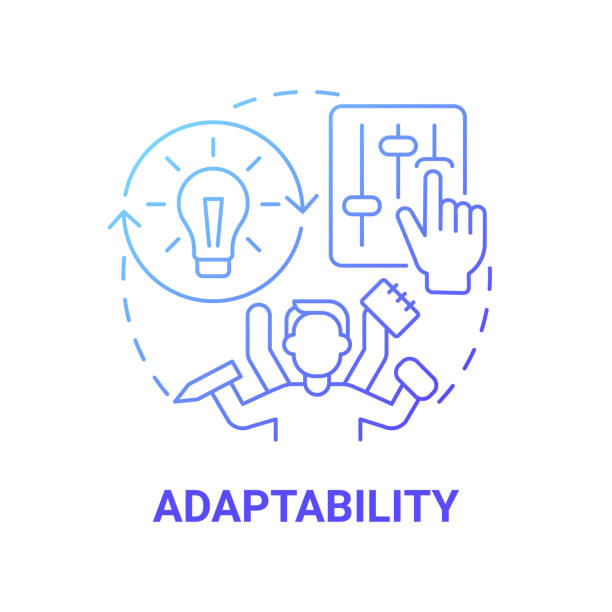 Adaptability blue gradient concept icon Adaptability blue gradient concept icon. Social entrepreneur characteristic abstract idea thin line illustration. Flexibility and ability to transform. Vector isolated outline color drawing adaptability icon stock illustrations