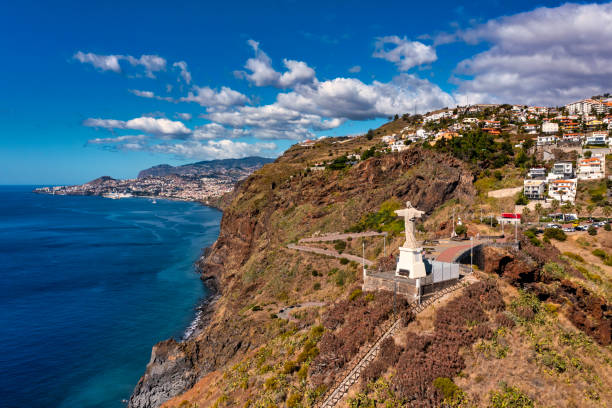 istock Cristo Rei in Funchal, Madeira (drone point of view) 1354062438