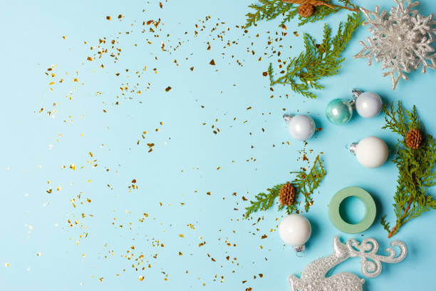 istock Christmas and New Year composition on blue background 1354065796