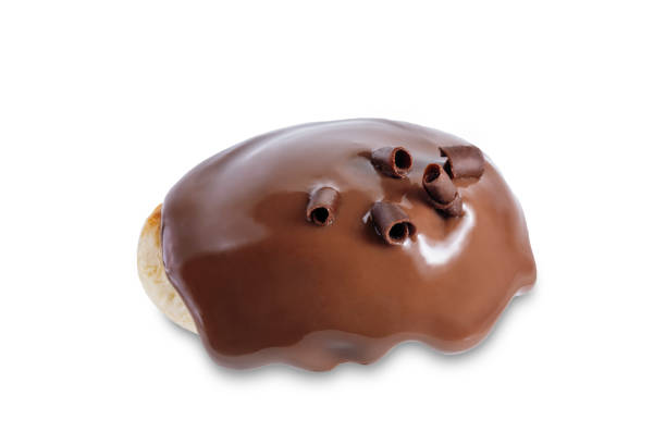 istock Sweet pancake with chocolate glaze on a white isolated background 1354071789