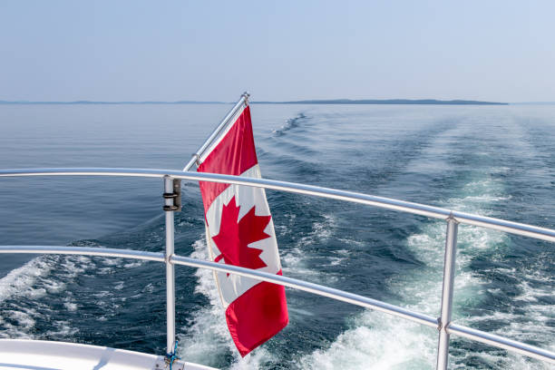istock Canadian Flag on boat 1354073841