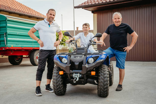 Warsaw, Poland - March 14, 2024: Quad model C-Force CF Moto 1000. This vehicle was parked on a sunny winter's day in the Goclaw subdivision of the Praga-Poludnie district.