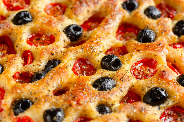istock focaccia with olives and tomatoes 1354077467