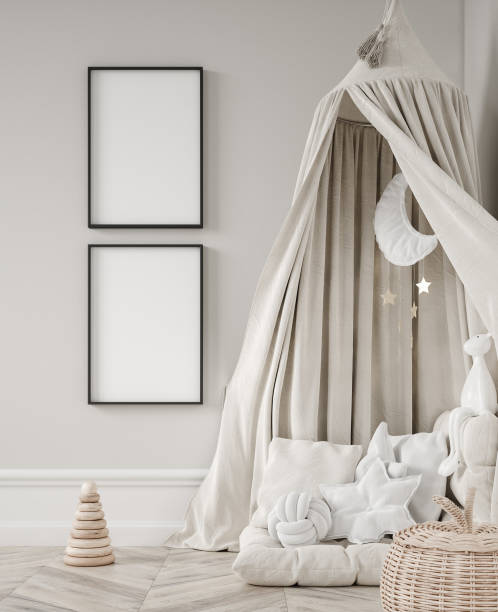 istock Frame poster mockup in children room interior background 1354082533