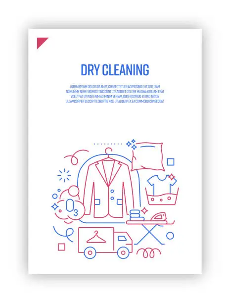 Vector illustration of Vector Set of Illustration Dry Cleaning Concept. Line Art Style Background Design for Web Page, Banner, Poster, Print etc. Vector Illustration.