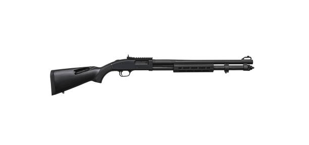 istock Pump-action 12 gauge shotgun isolated on a white background. A smooth-bore weapon with a wooden stock. 1354084659