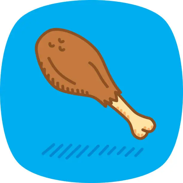 Vector illustration of Chicken Leg Doodle 1