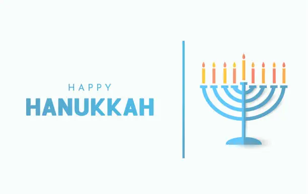 Vector illustration of Happy Hanukkah card with menorah. Vector