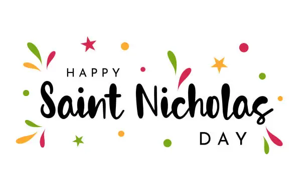 Vector illustration of Saint Nicholas Day colorful card. Vector