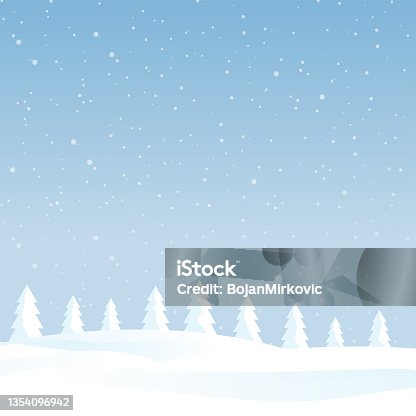 istock Winter landscape, background, card. Vector 1354096942