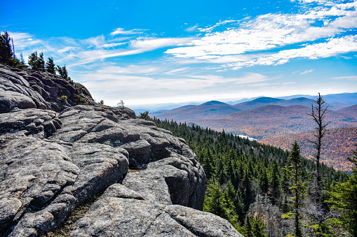 Hiking in deep snow on the Appalachian Trail at Mount Rogers in the Blue Ridge Mountains of southwestern Virginia.