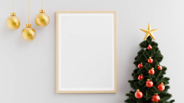 istock Christmas interior with Frame mockup in living room 1354098096