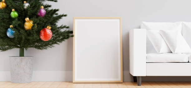 istock Christmas interior with Frame mockup in living room 1354098101
