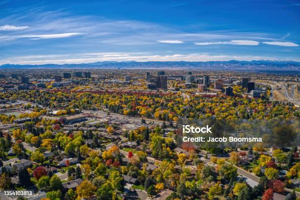 Aerial View Of Aurora Colorado In Autumn Stock Photo - Download Image Now - Colorado, Aurora - Colorado, Denver