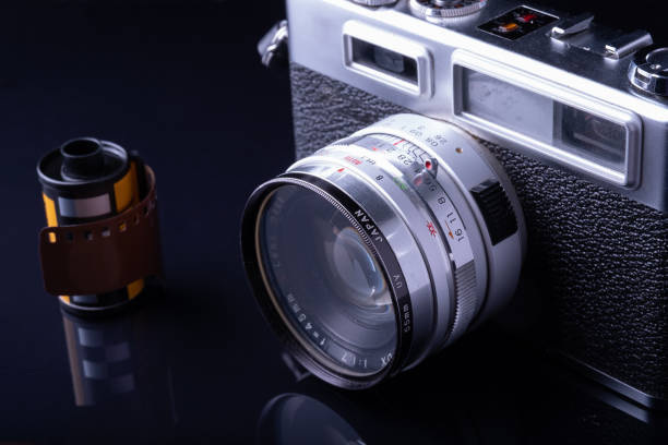 istock A closeup of an old film rangefinder camera. 1354105183