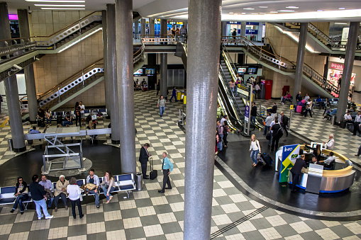 Sao Paulo, Brazil, November 18, 2013. Passengers Inside on Congonhas Airport in Sao Paulo