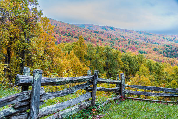 Smoky hills in the Fall from an overlook along Fighting Creek Gap Road in the Great Smoky Mountains National Park, Tennessee.