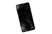 Broken Screen Smartphone Isolated on White Background With Clipping Path