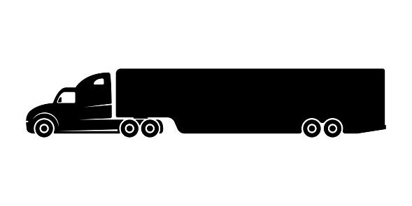 Truck tractor icon. Trunk car. Black silhouette. Side view. Vector simple flat graphic illustration. The isolated object on a white background. Isolate.