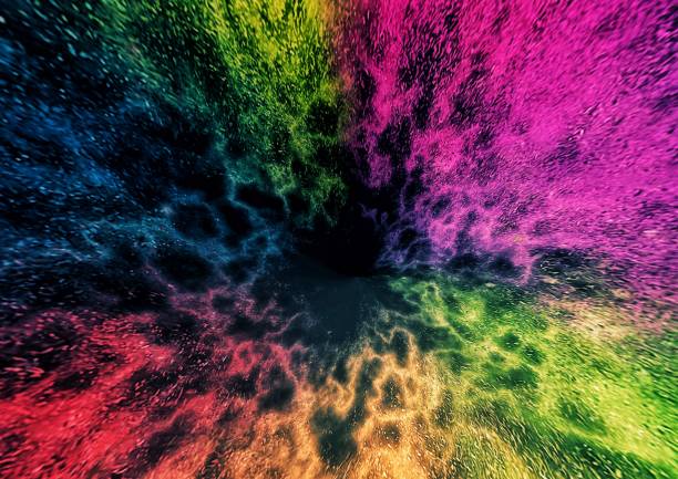 Abstract illustration with colorful particles of light scattered