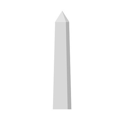Obelisk. White stone monument. Historical monument. High pillar memorial and column. Flat illustration isolated on white