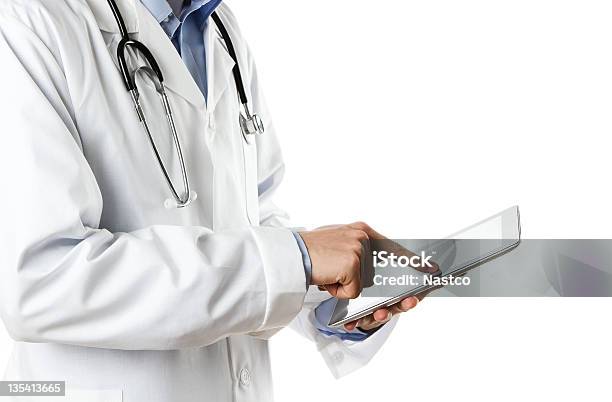 Close Up Of Doctor Working On A Digital Tablet Stock Photo - Download Image Now - Cut Out, Digital Tablet, Healthcare And Medicine