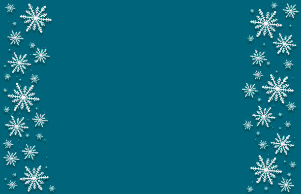 istock Winter blue aquamarine saturated bright gradient background with random snowflakes two sideways. Christmas, New Year card with copy space. 1354141909