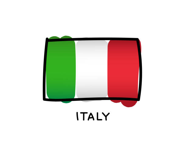 Italian flag. Italian flag colorful logo. Freehand green, white and red brush strokes. Black outline. Italian flag. Italian flag colorful logo. Freehand green, white and red brush strokes. Black outline. Vector illustration isolated on white background. italy flag drawing stock illustrations