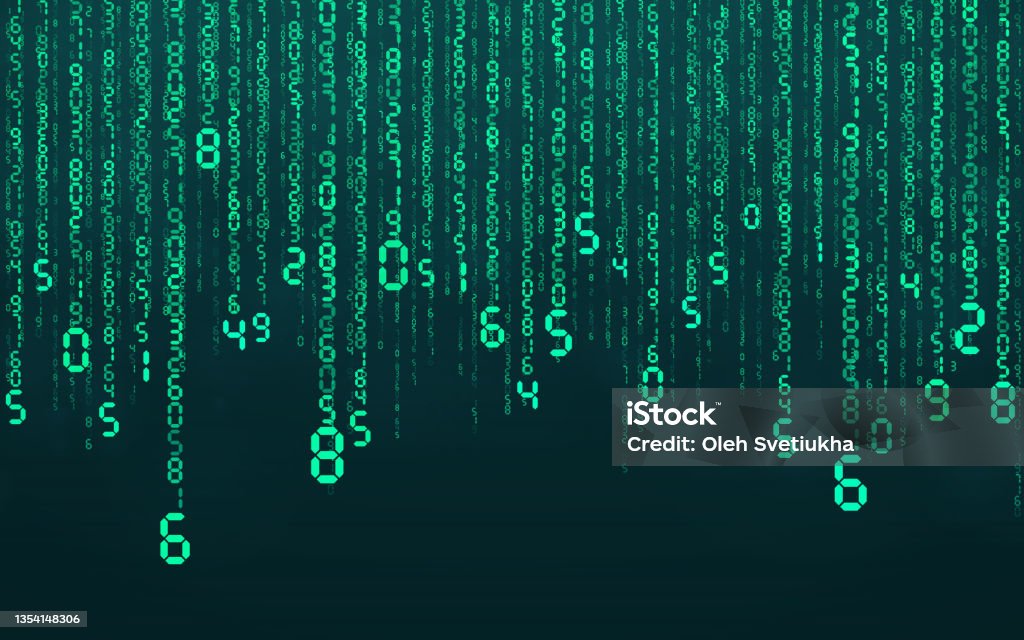 Blue Matrix Numbers Blue Matrix Digital Background Falling Numbers Digital Network ...