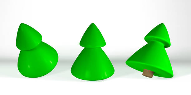 istock Green minimalistic 3D render and draw by mesh xmas tree. Fir tree with shadow isolated on white background. Vector illustration 1354148424
