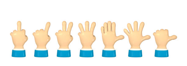 istock Cartoon character hand shows finger gestures. 3d render hand businessman in suit. Vector illustration 1354149233