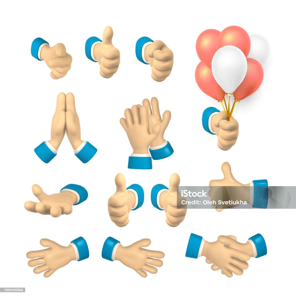 Bàn Tay Nhân Vật Hoạt Hình Cho Thấy Cử Chỉ Ngón Tay 3d Làm Cho ...
