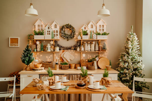 istock decoration in kitchen for new year. Christmas decor. 1354150434