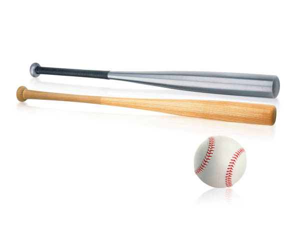 istock Baseball bat and ball isolated on white background 1354156604