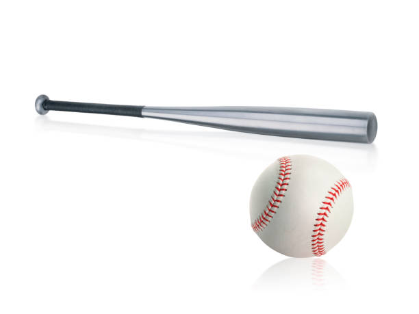 istock Baseball bat and ball isolated on white background 1354156614