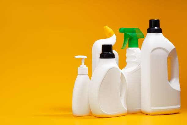 istock House cleaning detergent bottles on a yellow background 1354157715