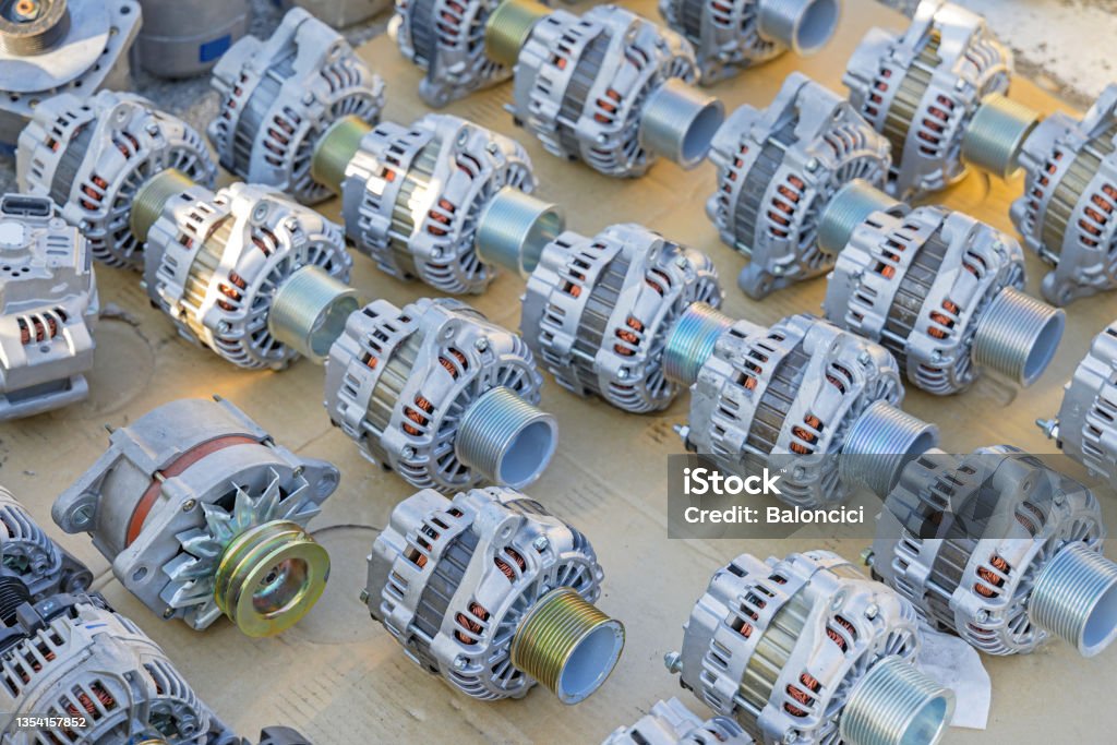 New Car Alternators New Electric Generator Alternators With Pulley Replacement Car Parts 2021 Stock Photo