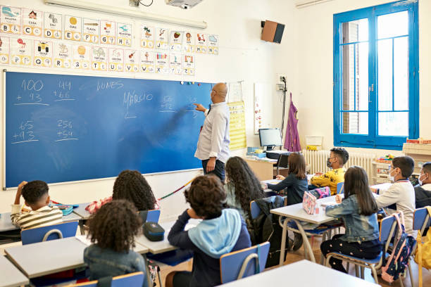 istock Young Students and Teacher Wearing Protective Face Masks 1354158721