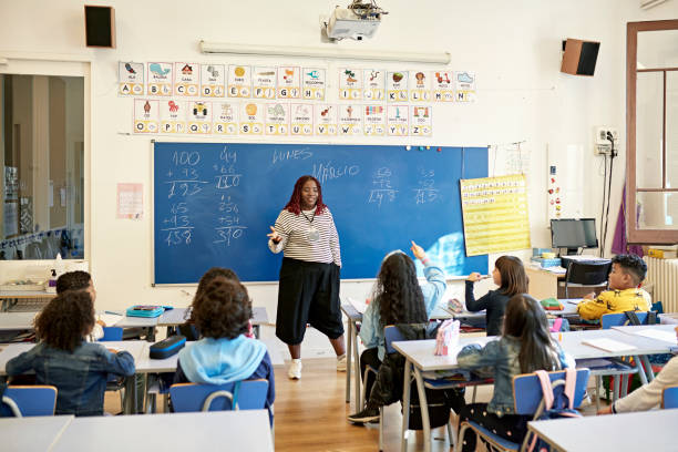 istock Mature Woman Teaching Arithmetic to School Children 1354158724