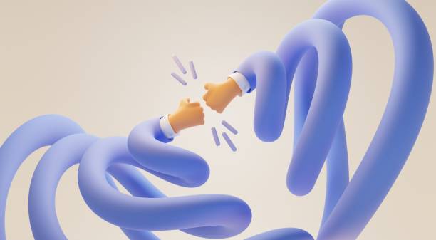 Two long cartoon hands in shape spiral fist bump. Greeting gesture, together punching each other or handshake. Boneless elastic arms in blue sleeve on beige background, 3d render illustration Two long cartoon hands in shape spiral fist bump. Greeting gesture, together punching each other or handshake. Boneless elastic arms in blue sleeve on beige background, 3d render illustration. blue brothers stock pictures, royalty-free photos & images