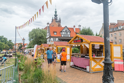 Gdansk, Poland - August 1, 2021: Food court on St. dominic's fair.