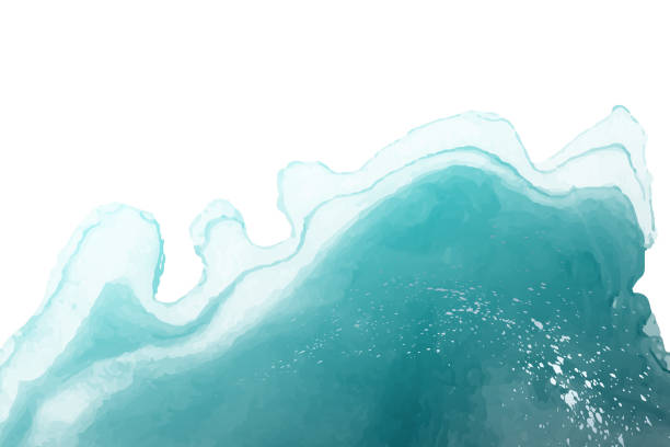 istock Watercolor background with abstract turquoise ink waves and silver splashes. 1354172710
