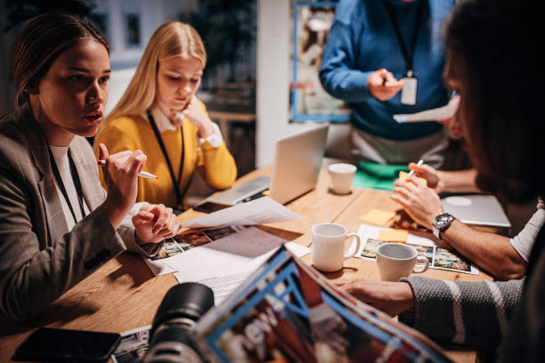 istock Work night in news editorial office 1354172956