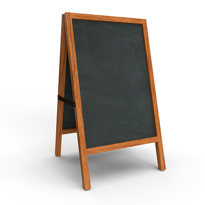 A blackboard signboard posted at a restaurant or other storefront. Write menus etc. by handwriting with chalk etc.