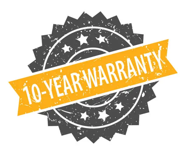 Vector illustration of 10 Years Warranty - Stamp, Imprint, Seal Template. Grunge Effect. Vector Stock Illustration