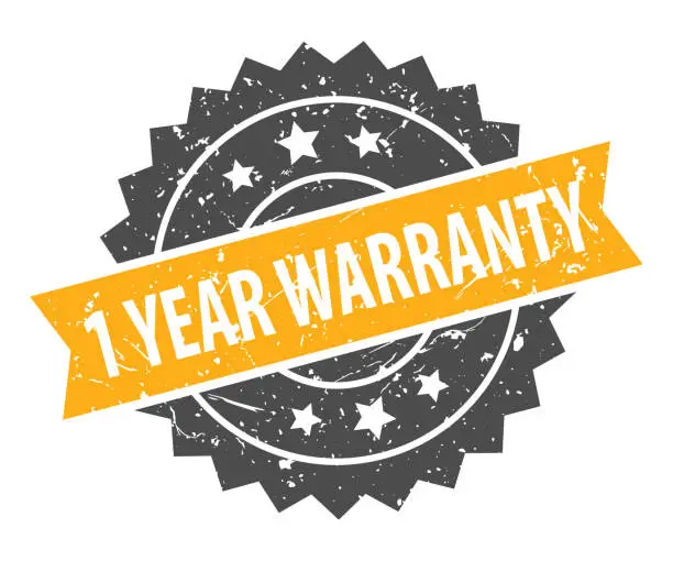 Vector illustration of 1 Year Warranty - Stamp, Imprint, Seal Template. Grunge Effect. Vector Stock Illustration