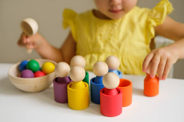 istock Colored toy for learning colors and developing logic of preschoolers. 1354178099