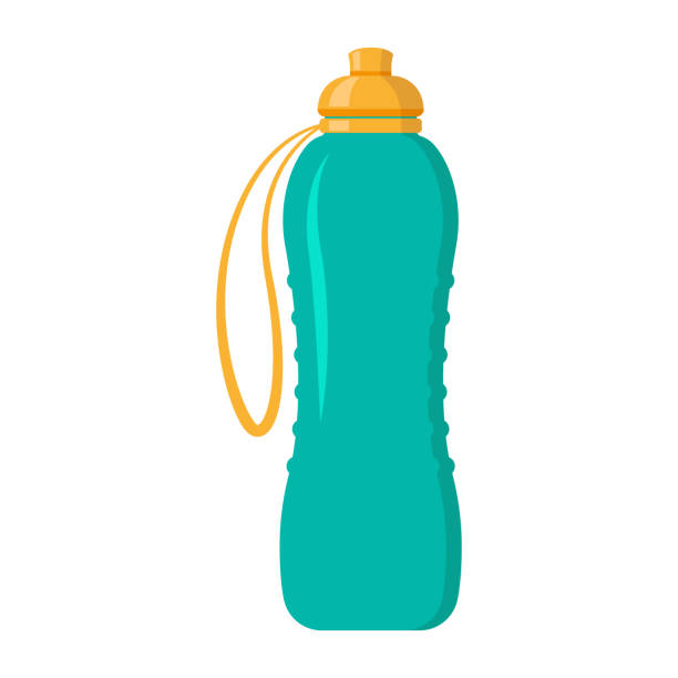 Sports water bottle icon. Colored silhouette. Vertical view. Vector flat graphic illustration. The isolated object on a white background. Isolate. Sports water bottle icon. Colored silhouette. Vertical view. Vector flat graphic illustration. The isolated object on a white background. Isolate. hipflask stock illustrations