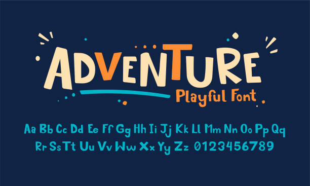 ilustrações de stock, clip art, desenhos animados e ícones de vector illustration playful handmade typography. font for kids and games - brincar ilustrações